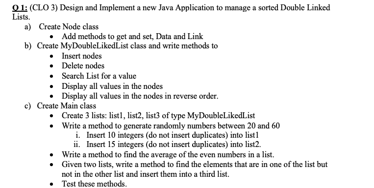 please use java , and it should be Double linked list Node