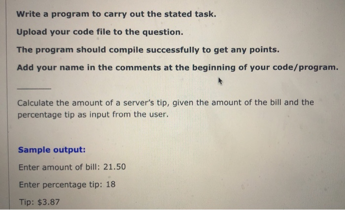 each step given below. Upload your code to this question. The program