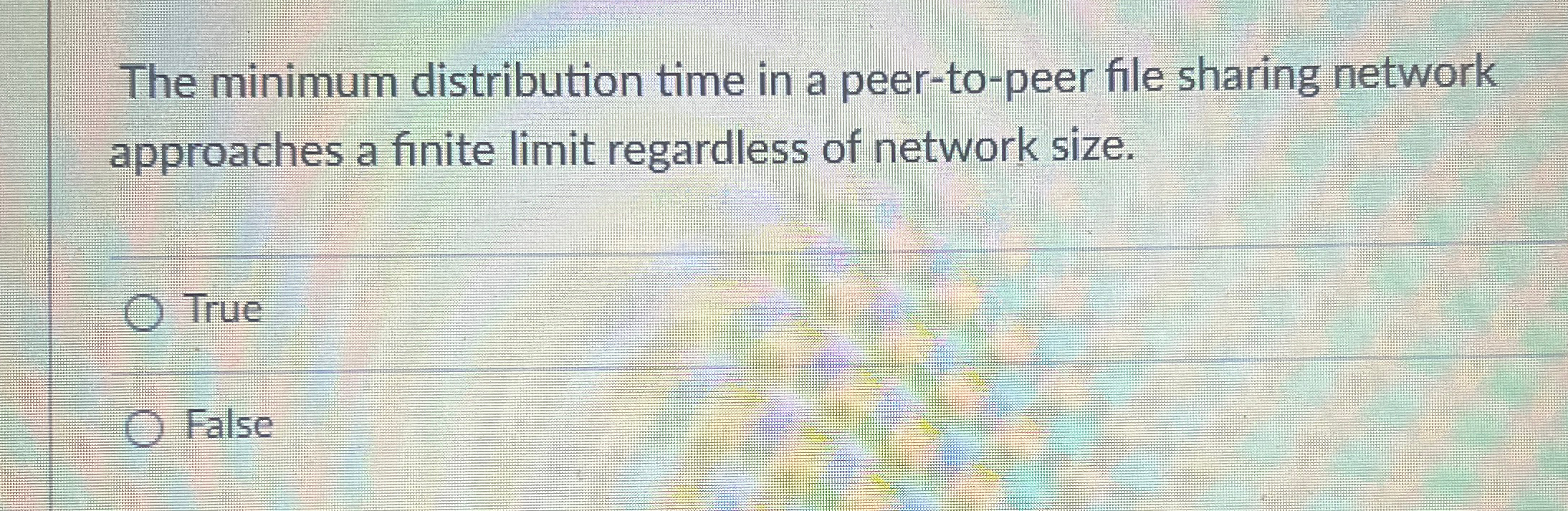  The minimum distribution time in a peer-to-peer file sharing network approaches