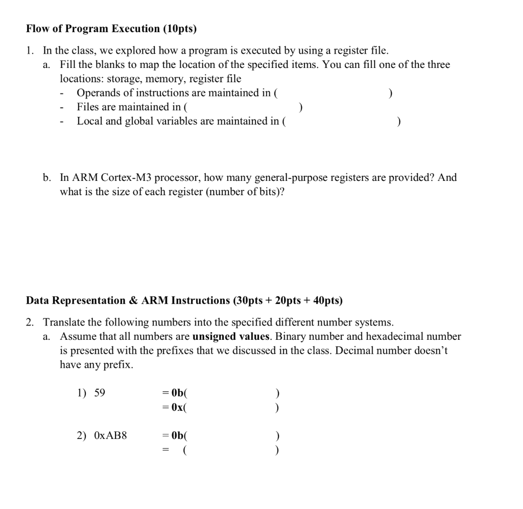  Flow of Program Execution (10pts) 1. In the class, we explored