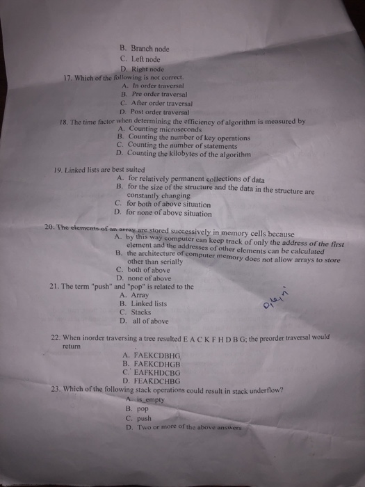 a time, in what order will they be removed? A. ABCD B.