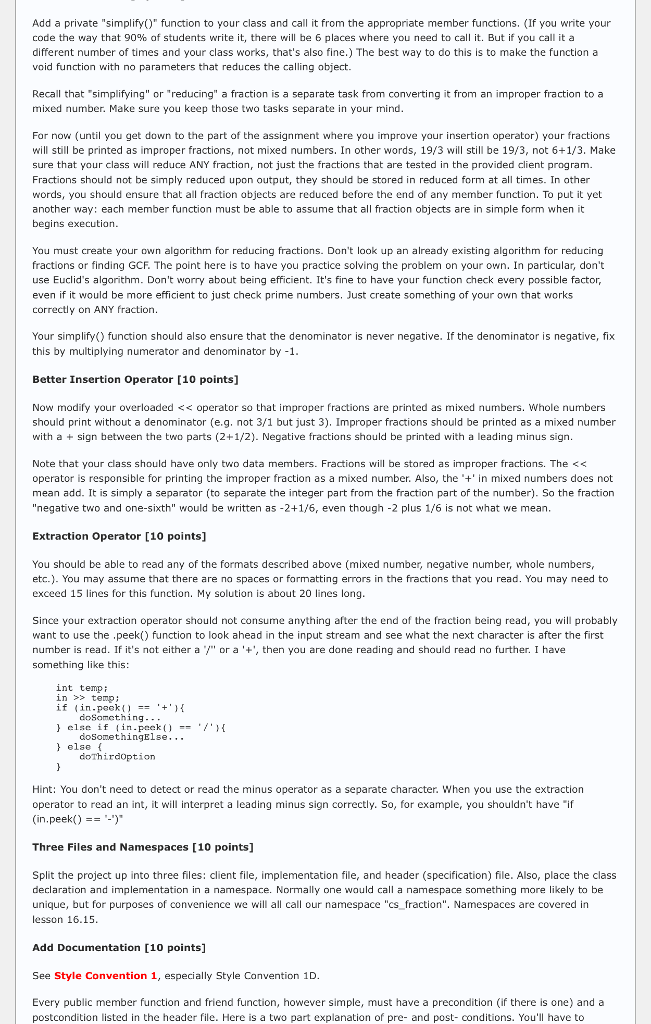 REDUCE FRACTIONS: Client Program: #include #include "Fraction.h" #include #include #include using namespace