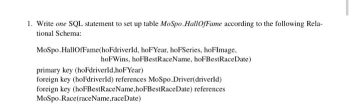 that, given a racing number, the name of a race, and the