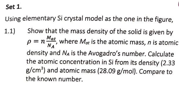 Using elementary Si crystal model as the one in the figure,