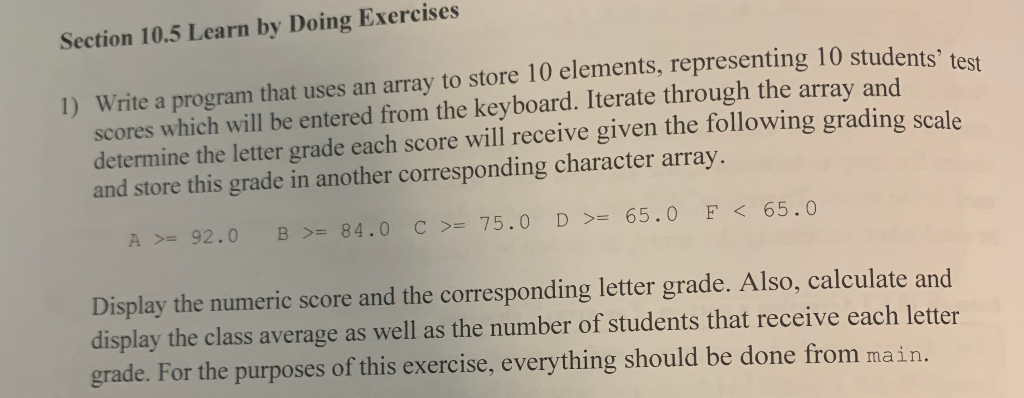 Do not use external functions, everything should be done in main.