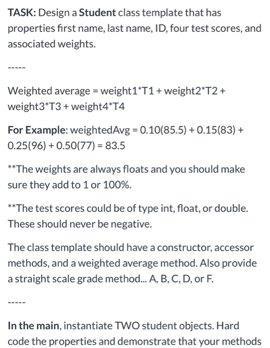  C++ All methods/functions should use template (not exactly needed for weighted