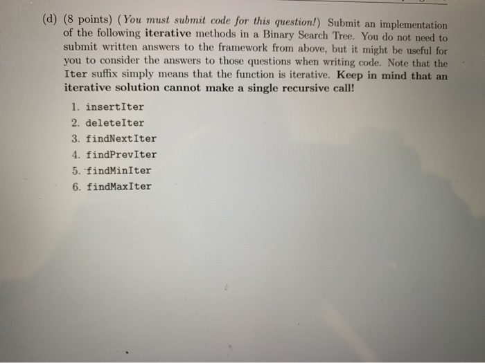  (d) (8 points) (You must submit code for this question!) Submit