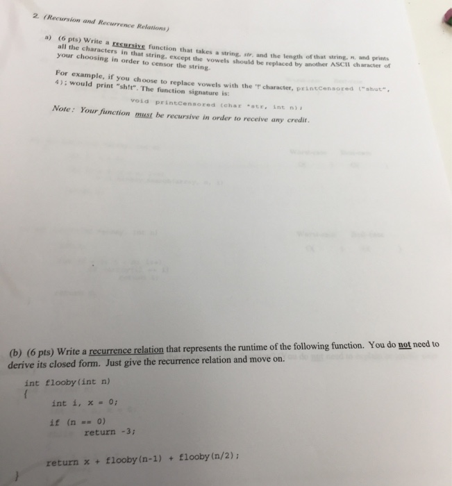  2. Recursion and Recurrence Relations) (ops) W E CHSYE function that