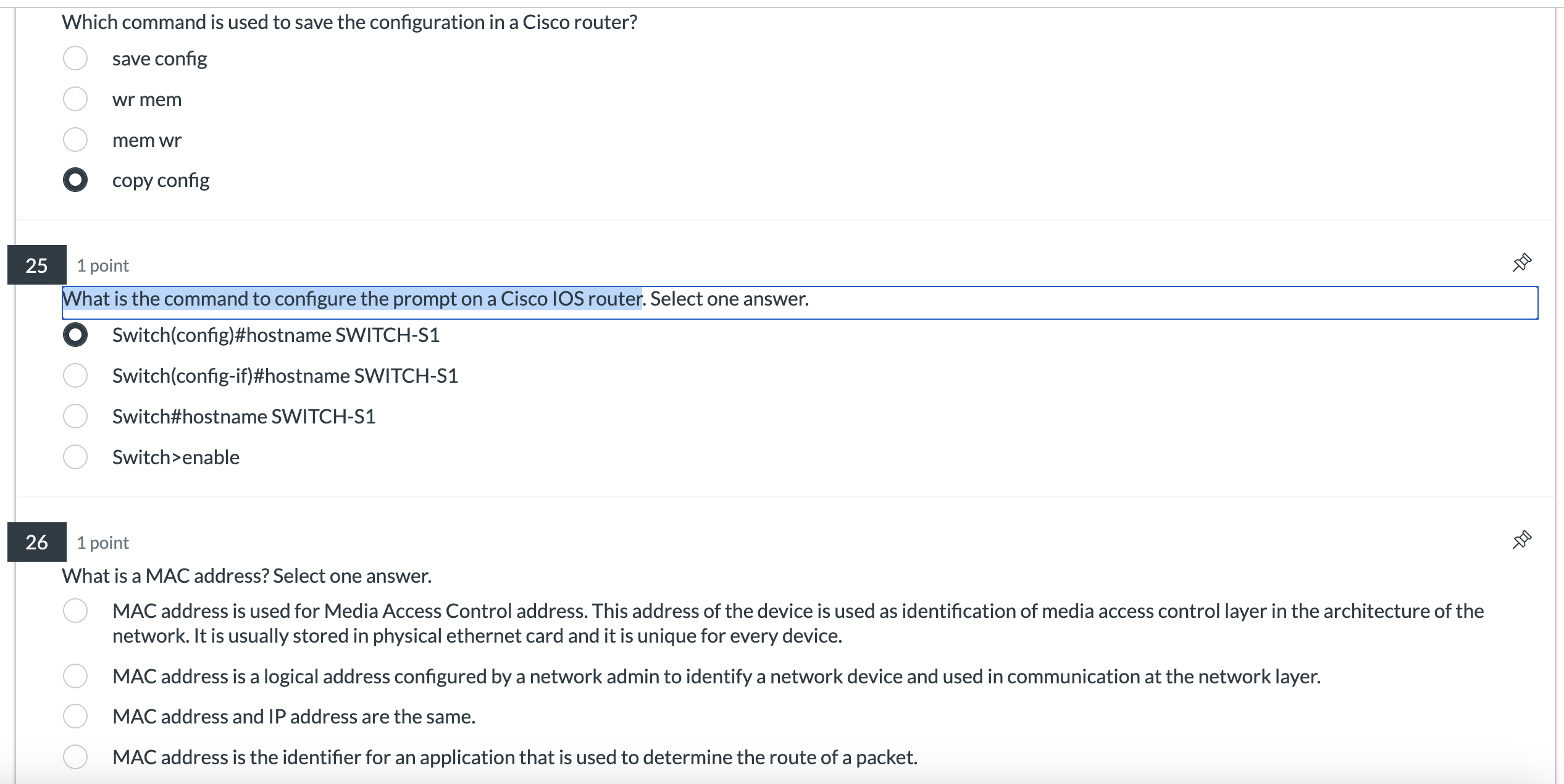  Which command is used to save the configuration in a Cisco