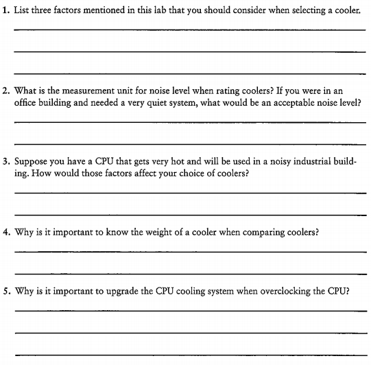 PLEASE HELP WITH HARDWARE COMPONENTS QUESTIONS 1. List three factors mentioned in