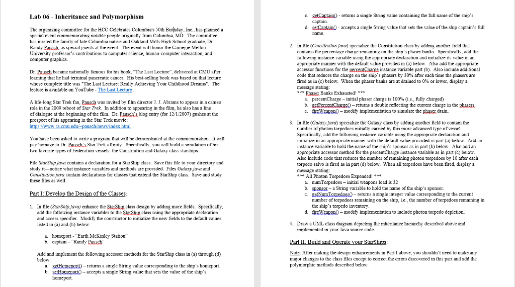 Basic java programing Lab 06 - Inheritance and Polymorphism c. gstCartain retums