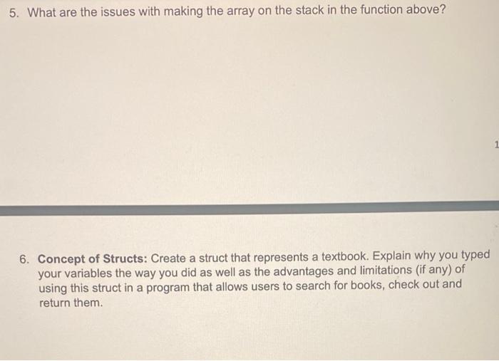  What are the issues with making the array on the stack