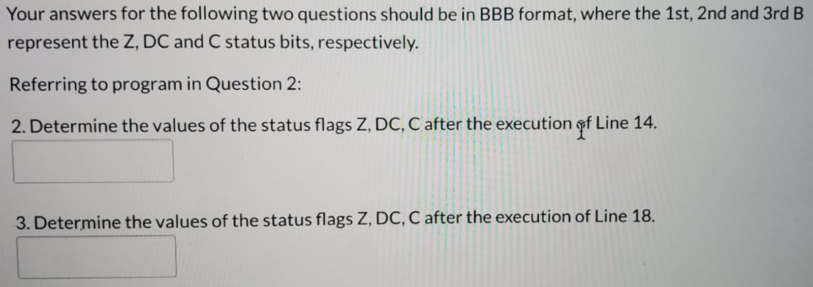 a program with the program memory address, machine language, line number and
