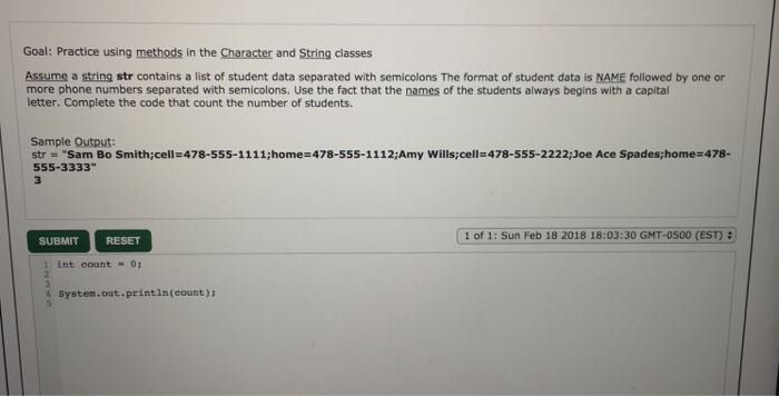  The code there is what is given. Goal: Practice using methods