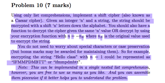 Please code in Haskell: Problem 10 (7 marks) Using only list comprehensions,