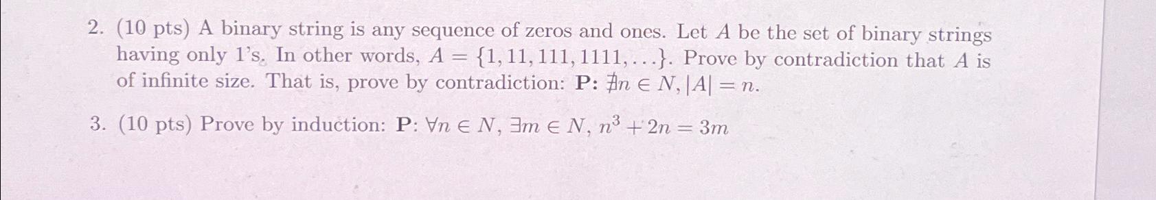  (10 pts) A binary string is any sequence of zeros and