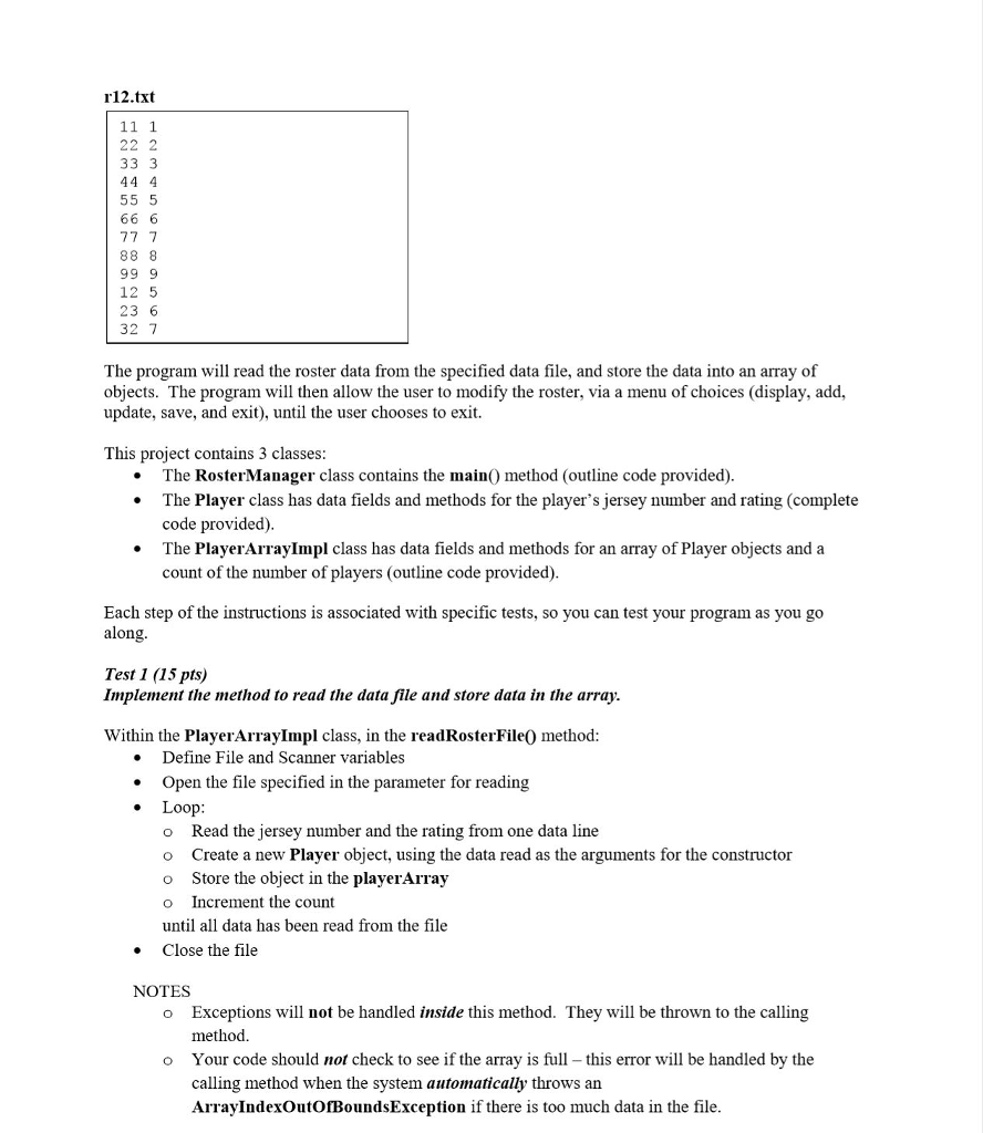 class objects * which represent soccer players on a team */ public