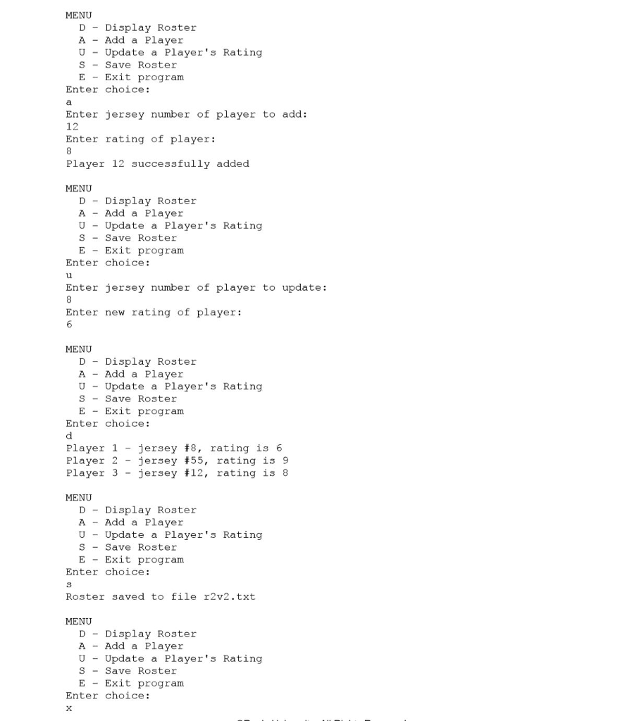 */ public Player(int jerseyNum, int rating) { this.jerseyNum = jerseyNum; this.rating =