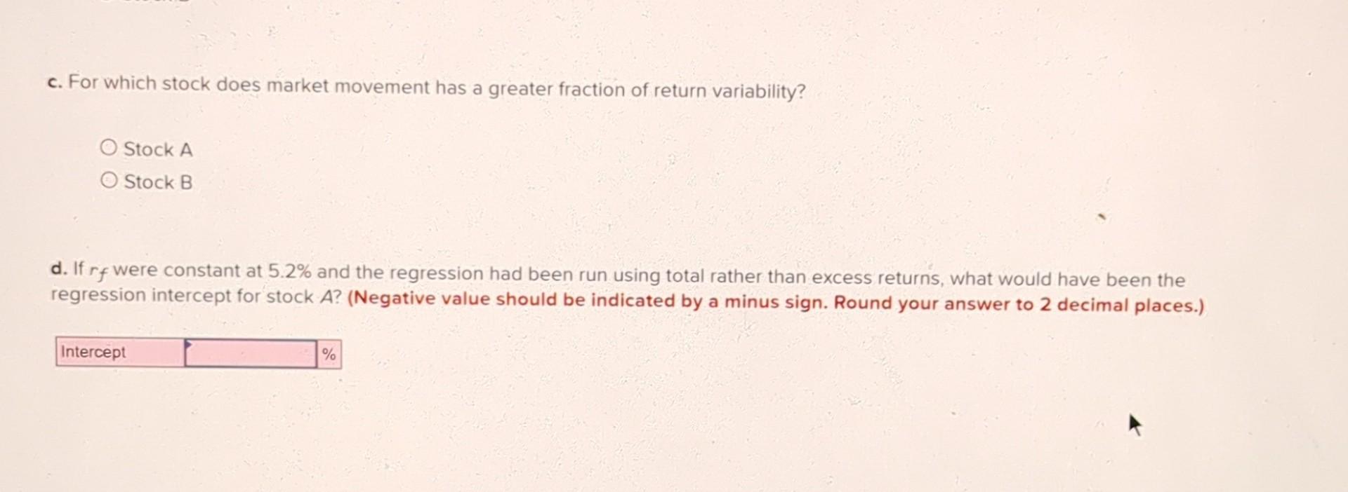 model regression results for A and B. RA=1.3%+1.6RMR-square=0.614 Residual standard deviation =11.6%