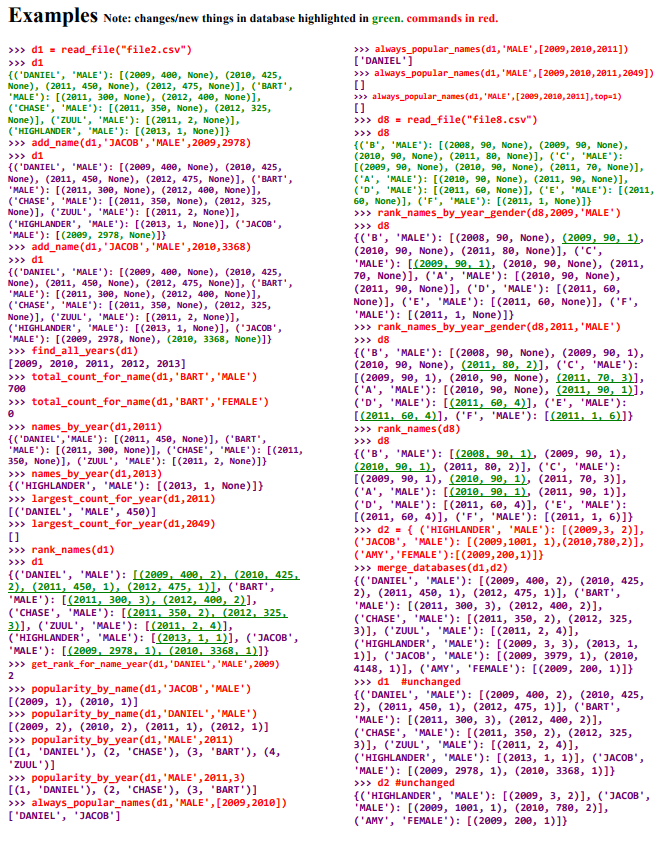 an existing database db, a name and a gender, adds all counts
