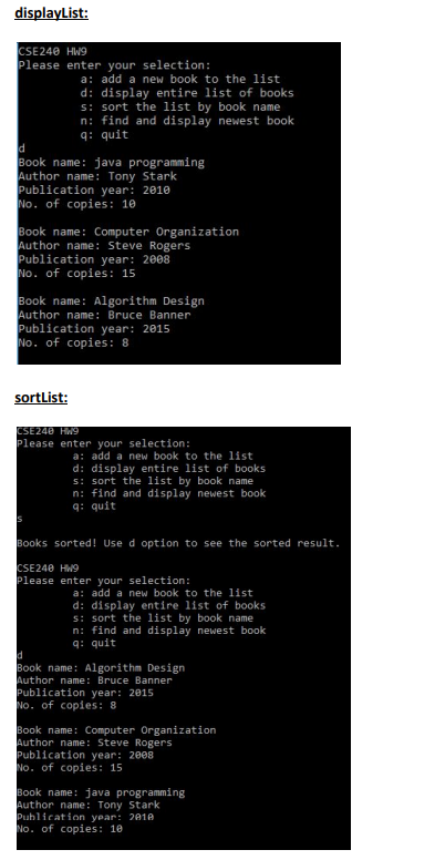 1 assignment) a) Add a new book to the list. The book