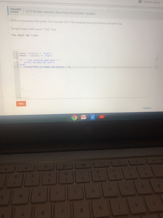  CHALLENGE ACTIVITY 353 Boolean coerators Branching using Boolean varables Write an