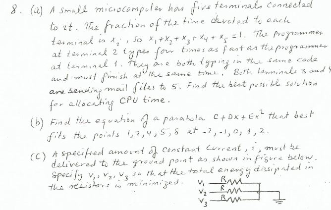 Linear Algebra: A small microcomputer has five terminals connected to it... ()