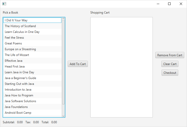 Java Programming Create a Java GUI application that works like a shopping