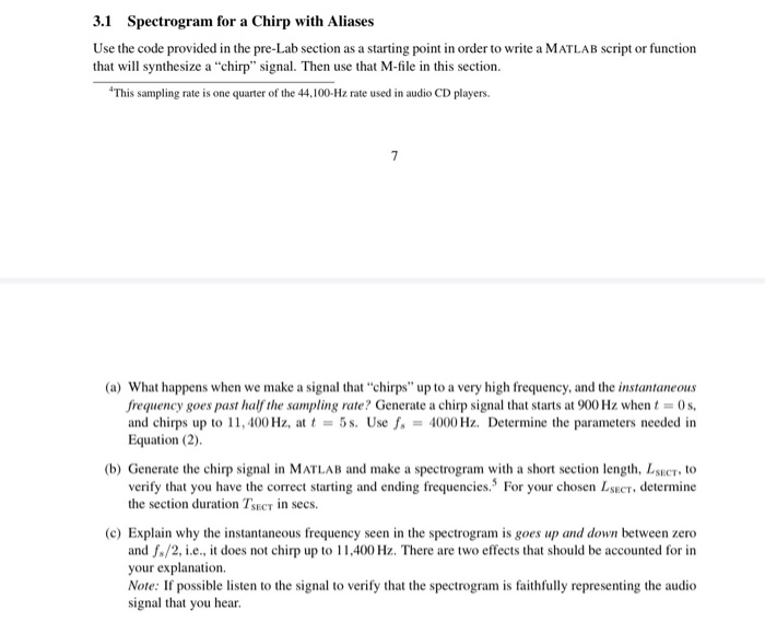  MATLAB. Please answer section 3.1 ALL PARTS. show your code and