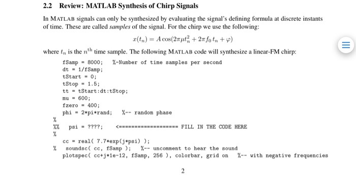 reference. 3.1 Spectrogram for a Chirp with Aliases Use the code provided