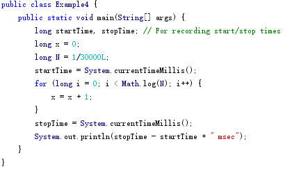  The program Example4.java uses Math.log() to compute the N value for