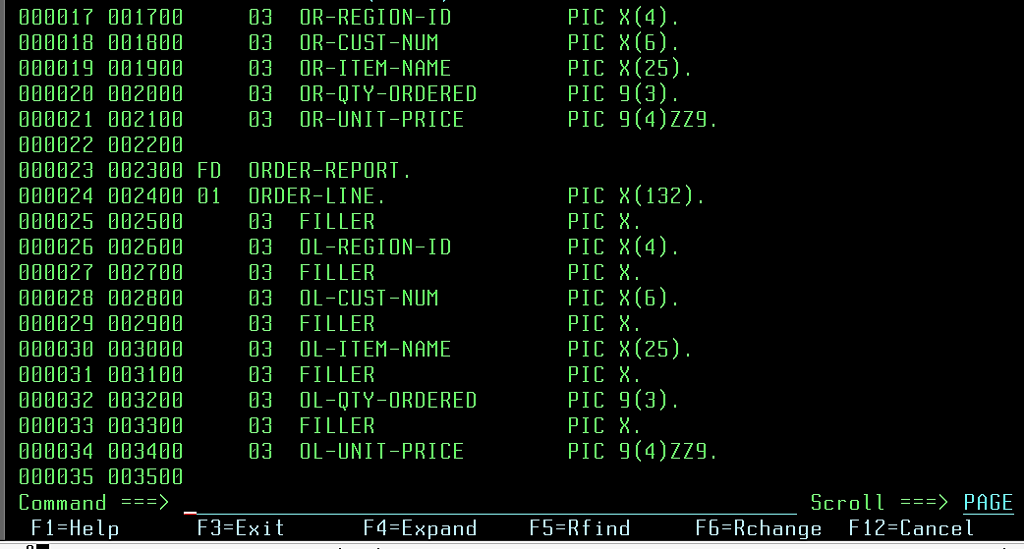 will contain page headings, report name, report date, page numbers, column headings,