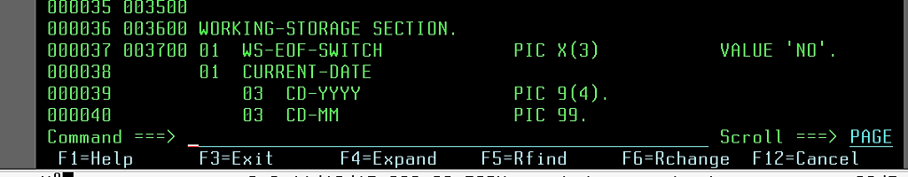 detail lines with columns evenly spaced over 132 columns and end the
