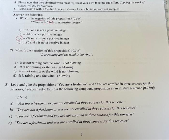  4. Please note that the submitted work must represent your own