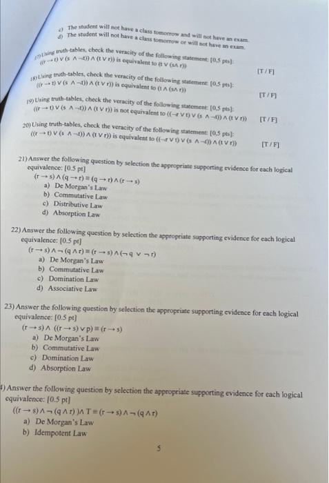 proposition? [0.5pt] "Either a0 or a is a positive integer" a) a0