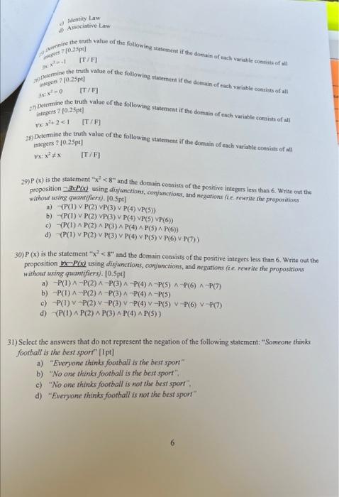 or a is not a positive integer b) a0. [I/F] 12) Determine