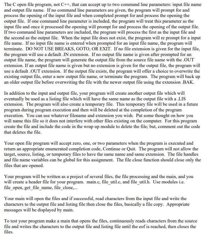  The C open file program, not CH, that can accept up