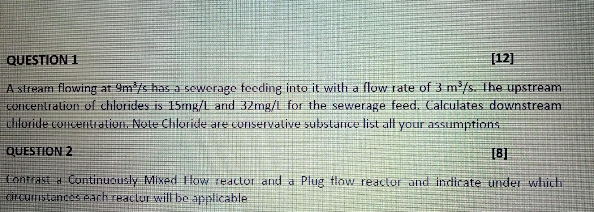  Please assist in solving this A stream flowing at 9m3/s has
