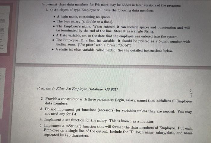 following requirements this prograam is a part of the bigger project, So