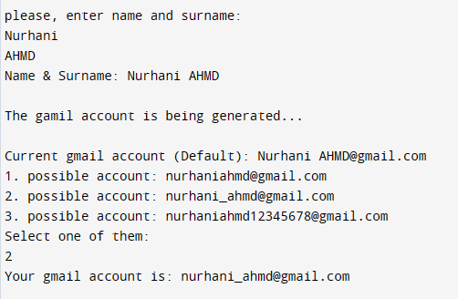 example, when you want to generate a gmail account in Google, firstly