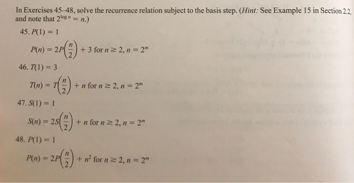  please only answer #46 In Exercises 45-48, solve the recurrence relation