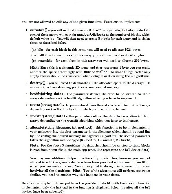 Write a C++ program that emulates the operating system's responsibility of allocating