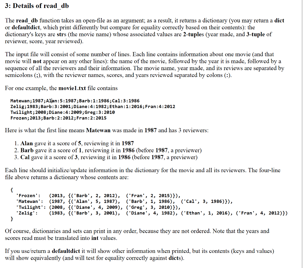  How to do this problem in python! 3: Details of read