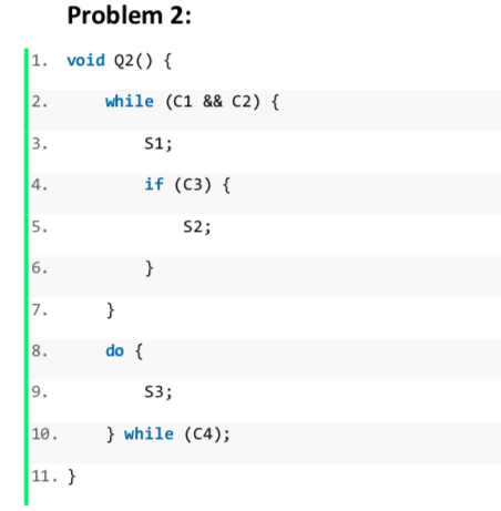 draw decision/flow graph for the following code Problem 2: 1. void Q2(
