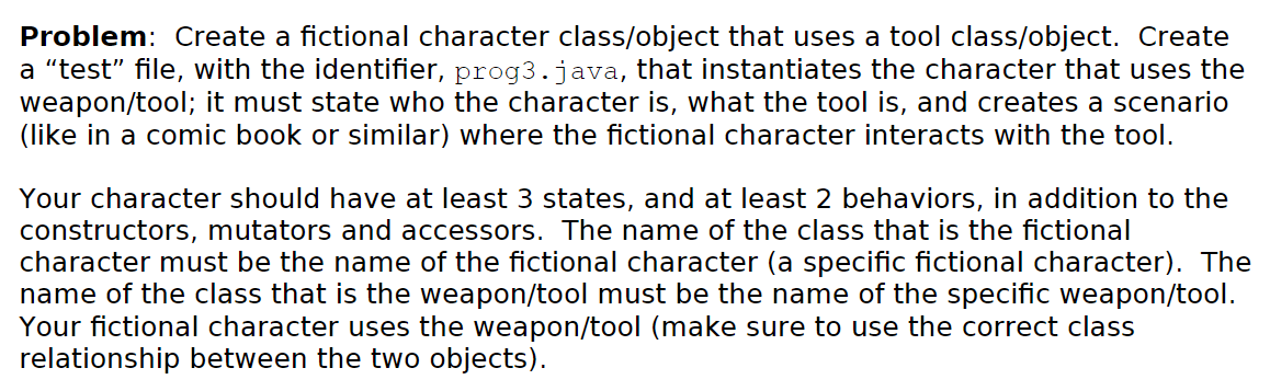 the character class and the tool class have an aggregation relationship The