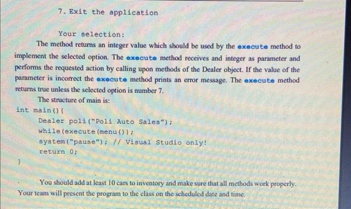 class Dealer private: unsigned short count // The number of cars in