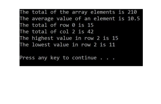should accept a two-dimensional array as its argument and return the total