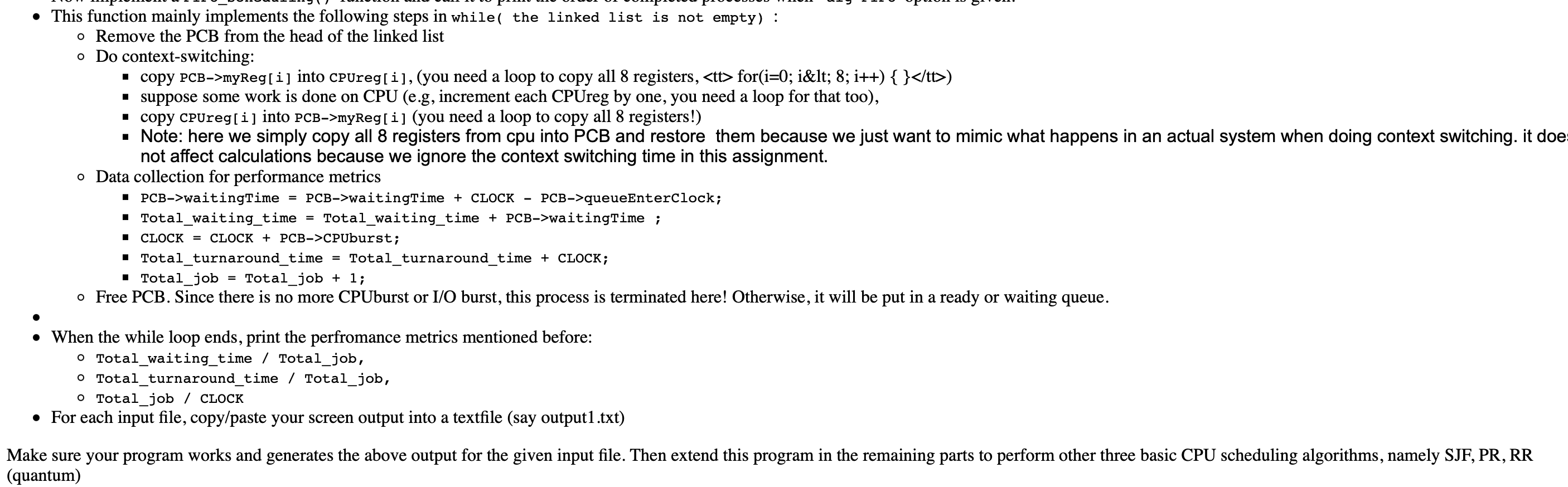 write a C program (e.g., prog.c) to implement necessary linked list functions