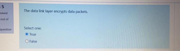  5 saved out of The data link layer encrypts data packets.