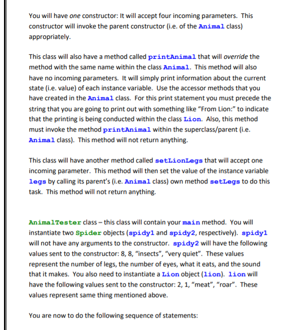 DrJava, you are to create four classes which are described below: Under